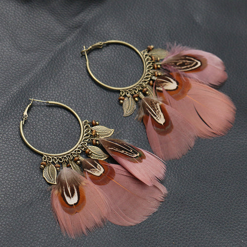 Creative Large Circle Feather Leaf Pendant – Jewelry Gift Ideas — 2
