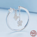 S925 Silver Butterfly Chain Opening Adjustable Ring – Everyday Gifts — 6