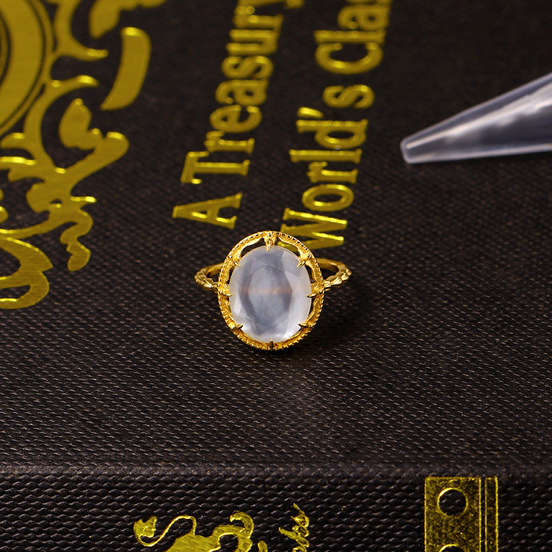 Light White Butterfly Shell Crystal Double Stone Ring – Birthday Gifts — 1