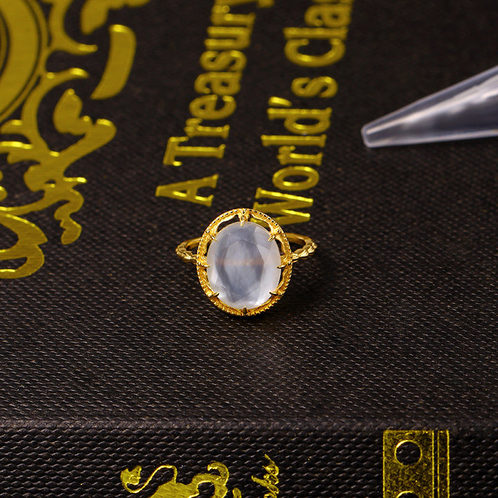 Light White Butterfly Shell Crystal Double Stone Ring – Birthday Gifts — 1