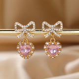 Zinc Alloy Bow Heart Shape With Diamond Earrings – Meaningful Gifts — 7