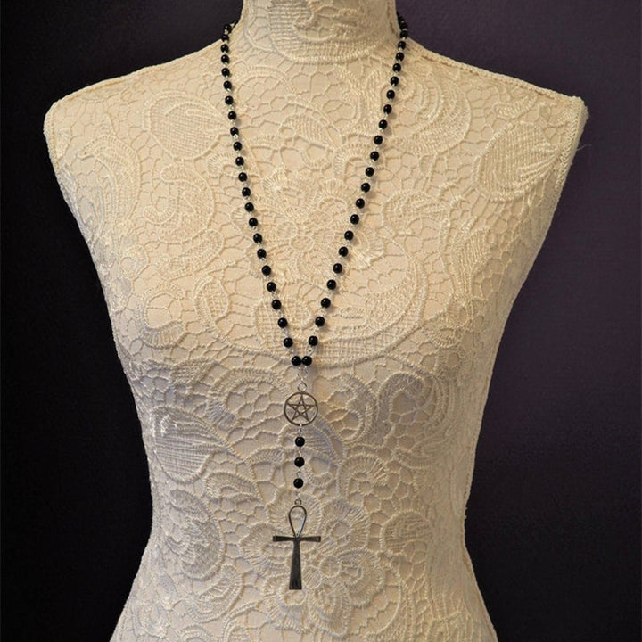 Stainless Steel Large Cross Necklace Beaded – Jewelry Gift Ideas — 1