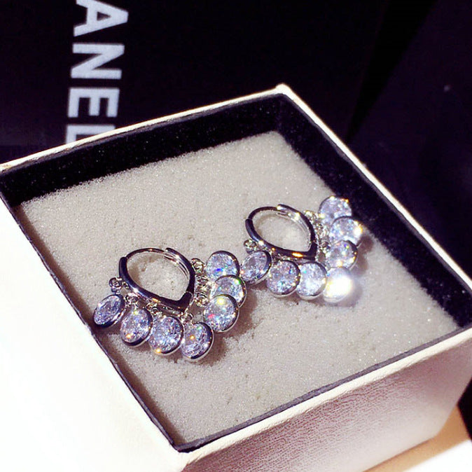 Silver Needle Earrings Super Set With Rhinestones – Gifts for Her — 1