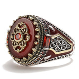 Vintage Two Tone Men's Red Onyx Ring – Gifts for Him — 2
