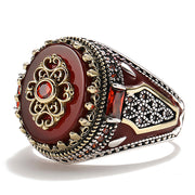 Vintage Two Tone Men's Red Onyx Ring – Gifts for Him — 2