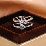 Fashion Ins Style Flower Ring Pt950 Water Drop Pear – Stylish Gifts — 6