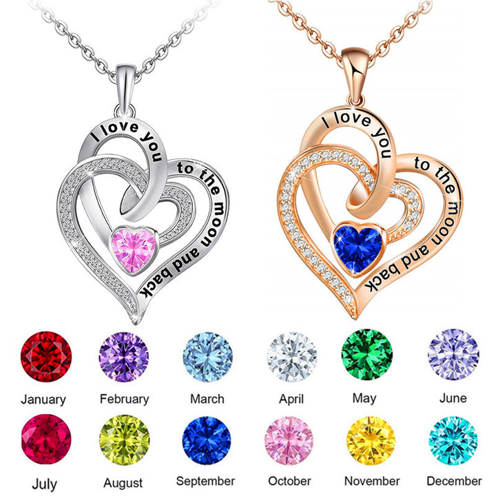 Lettering Necklace Double Heart Diamond – Jewelry Gift Ideas — 1