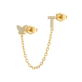 Women's Zircon Butterfly Alphabet One Piece Stud – Gifts for Her — 16