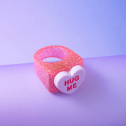 Cute Acrylic Glitter Bear Ring Big HUG ME Heart – Gifts for Her — 5