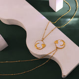 Small Retro Peach Heart White Sea Moon Necklace – Jewelry Gift Ideas — 4