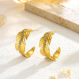 Titanium Steel Feather Rhinestone Earrings Fashion – Stylish Gifts — 3