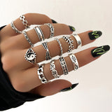 Embossed Elephant Geometric Ring Set Of 14 – Meaningful Gifts — 1