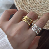 Silver Heavy Industry Irregular Cross Line Ring – Thoughtful Gifts — 5