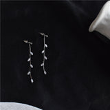 S925 Silver Needle Leaf Zircon Earrings Temperament – Gift Ideas — 2