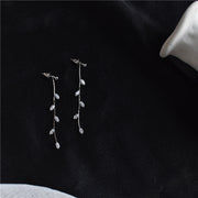 S925 Silver Needle Leaf Zircon Earrings Temperament – Gift Ideas — 2