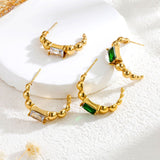 Fashion Emerald Zircon C- Shaped Earrings – Stylish Gifts — 4