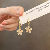 Cat's Eye Stone Five Petal Flower Earrings S925 – Cat Lover Gifts — 6