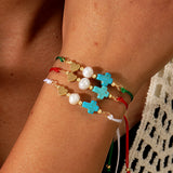 Blue Pine Cross Peach Heart Pearl Carrying Strap – Useful Gifts — 1