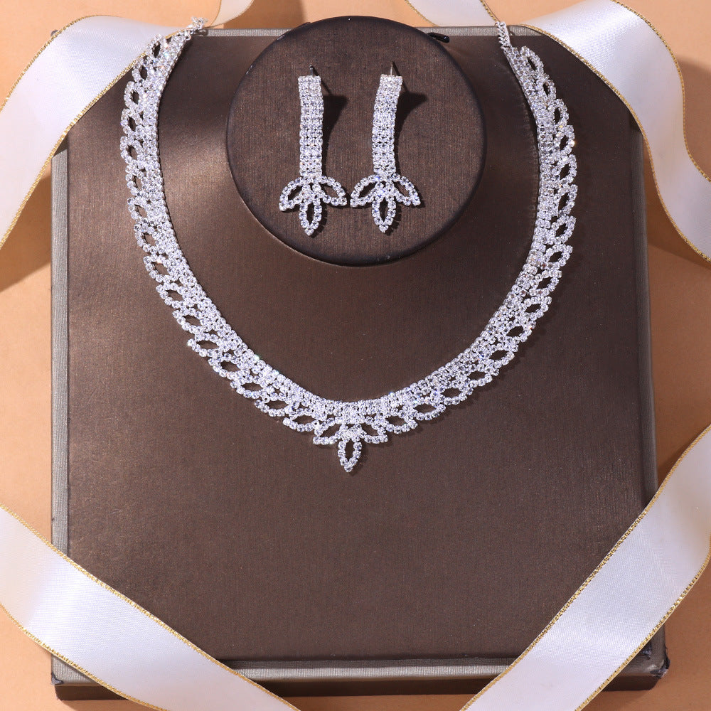 Light Luxury Bridal Necklace Earrings Set Wedding – Stylish Gifts — 1