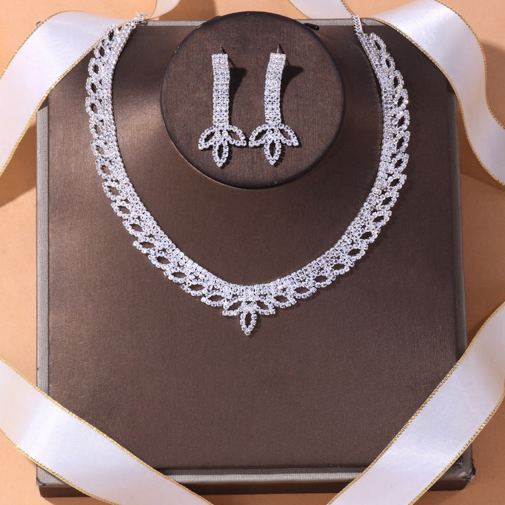 Light Luxury Bridal Necklace Earrings Set Wedding – Stylish Gifts — 1