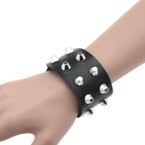 Metal Rock Double Row Flat Rivet Bracelet PU – Jewelry Gift Ideas — 7