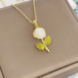 Women's Laser Gardenia Pendant Necklace – Jewelry Gift Ideas — 4