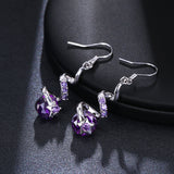 Purple Zircon Spiral Ear Hook Earrings – Small Gift Ideas — 2