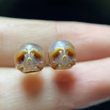 Pearl Carved Pearl Skull Stud Earrings – Useful Gifts — 1