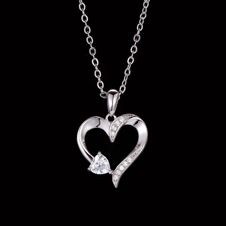 Love Heart Necklace Female Birthstones Peach – Jewelry Gift Ideas — 1