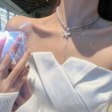 Pearl Necklace Zircon Butterfly Tassel Stitching – Jewelry Gift Ideas — 6