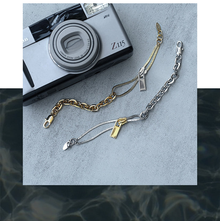 Fashionable Niche Texture Zipper Design Gold – Jewelry Gift Ideas — 1