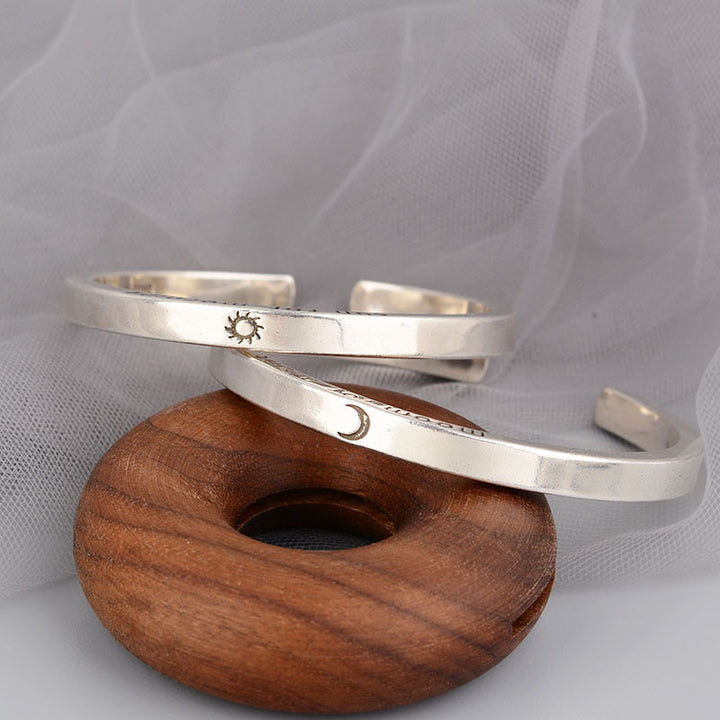 Silver Vintage Distressed Sun Moon Couple – Jewelry Gift Ideas — 1