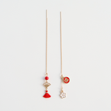 Guochao Original Lucky Cat Sakura Long Earrings – Cat Lover Gifts — 4
