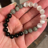 White Cat Eye Natural Map Stone Beaded Bracelet – Jewelry Gift Ideas — 4
