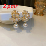 Rhinestones Flowers Pearls Earrings Fashion Elegant – Stylish Gifts — 3