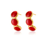 Stainless Steel Cast Round Colored Glaze Dripping Stud – Stylish Gifts — 3