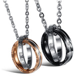 Rhinestone Double Ring Titanium Steel Couple – Jewelry Gift Ideas — 2
