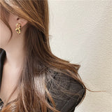 Silver Needle Frosty Wind Metal Chain Stud Earrings – Gift Ideas — 3
