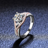 Mosan Diamond Female Silver Ring Gold Exaggerated Two – Gifts for Her — 2