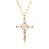 Ornament Copper Inlaid Zircon Cross Necklace Men – Jewelry Gift Ideas — 18