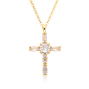Ornament Copper Inlaid Zircon Cross Necklace Men – Jewelry Gift Ideas — 18