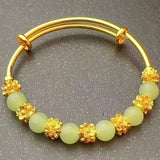Brass Gold-plated Chalcedony Flower Pull Bracelet Hand – Stylish Gifts — 1