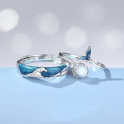 Men's And Women's Sterling Silver Moonstone Pair Ring – Gifts for Her — 5