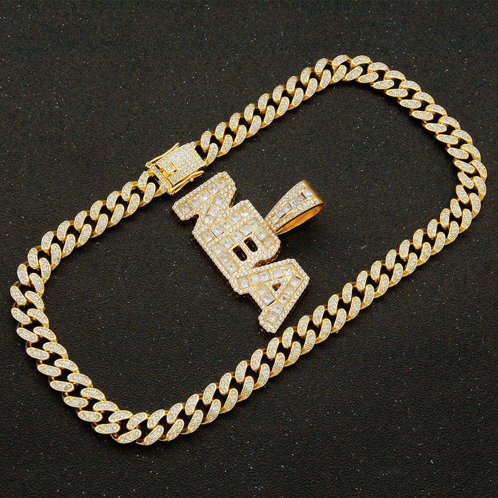 Square Diamond Patchwork Letter Pendant Necklace – Jewelry Gift Ideas — 1