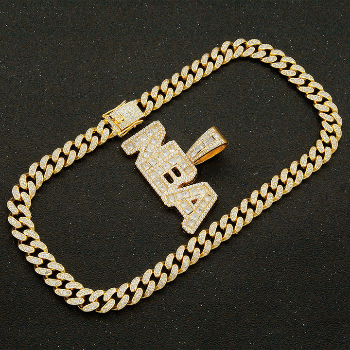 Square Diamond Patchwork Letter Pendant Necklace – Jewelry Gift Ideas — 1