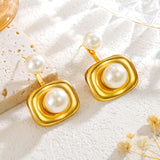 Square Pearl-studded Earrings Female Niche Design – Gifts for Her — 2