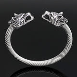 Viking Steel Color Double Wolf Head Bracelet – Jewelry Gift Ideas — 3