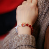 Women's Natural Double Spell Red White Agate Year – Jewelry Gift Ideas — 3