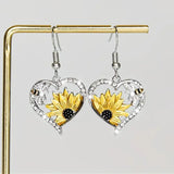 Cute Lady Animal Bee Sunflower Heart Earrings – Surprise Gifts — 1