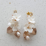 Porcelain Hair Comb Earring Set White Flowers – Jewelry Gift Ideas — 3